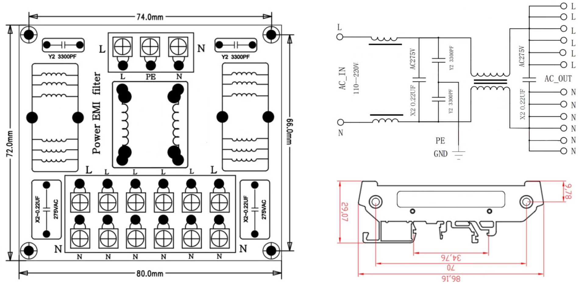 EMI filter AC 230V 20A DIN rail schematic qro.cz hamparts.shop